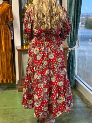 red floral maxi dress L10