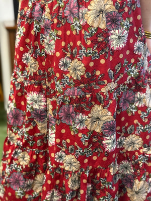 red floral maxi dress L10