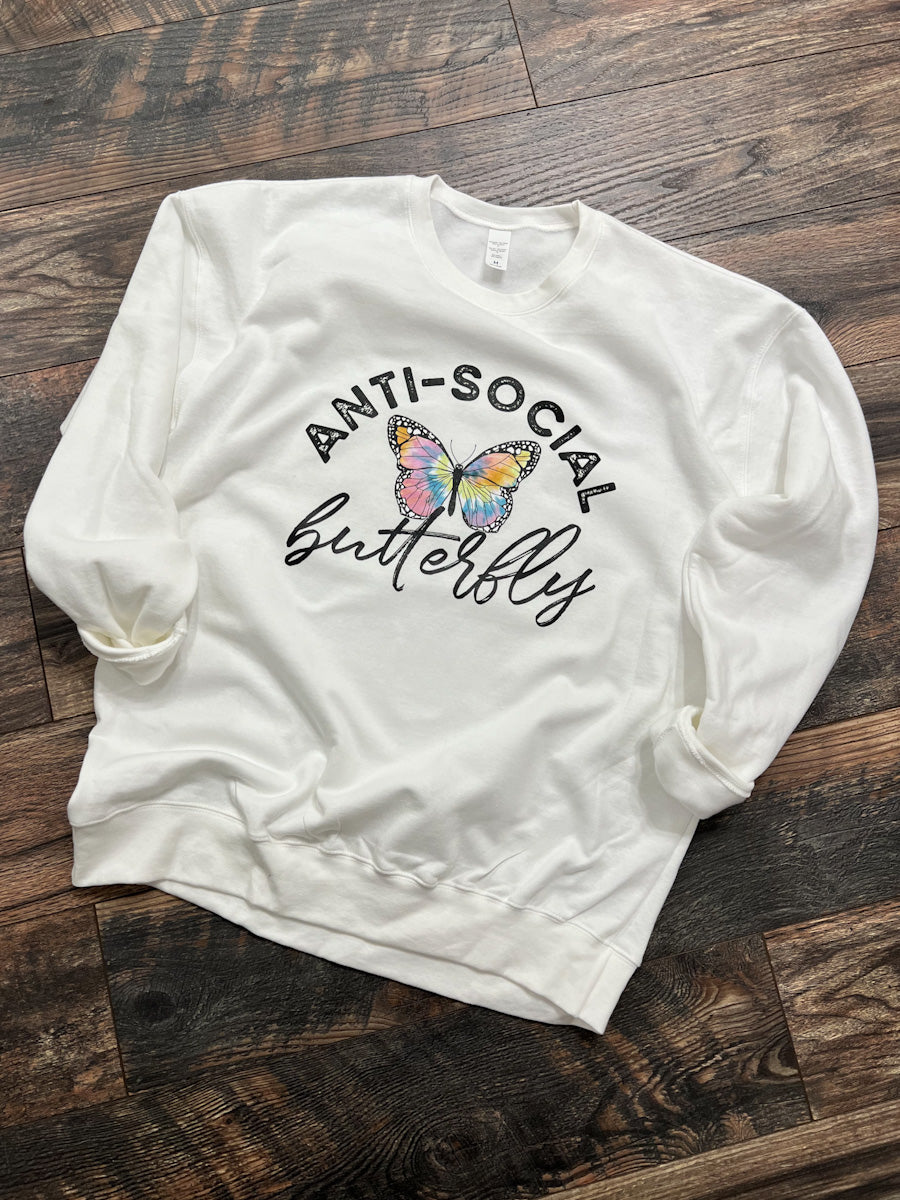 Anti social hot sale butterfly sweatshirt