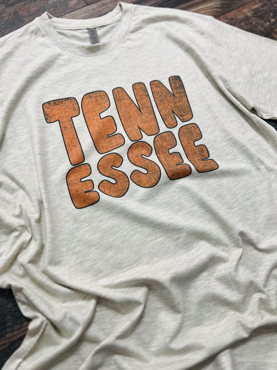 heathered oatmeal distressed Tennessee tee